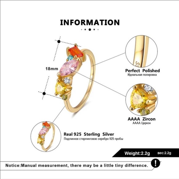 S925 gold plated Geometric multigems Ring - Picture 3 of 15